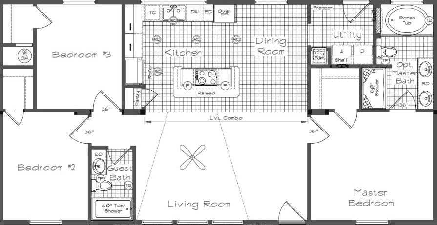 Pinehurst 2503-1 floor plan home features